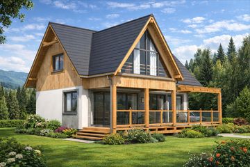 Projekt domu A-131 Dom borsucza szkieletowy (BBD1194) - projekt domu parterowego z poddaszem - Zdjęcie 2