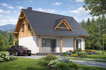  Projekt domu A-131 Dom borsucza szkieletowy (BBD1194) - projekt domu parterowego z poddaszem - Zdjęcie 3