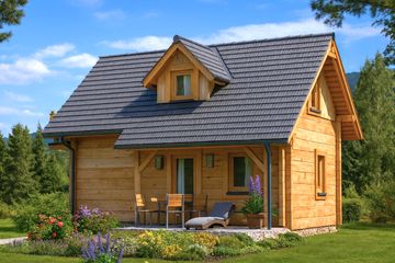  Projekt domu A-125 Dom bukowa z bali (BBD1199) - projekt domu parterowego z poddaszem - Zdjęcie 8