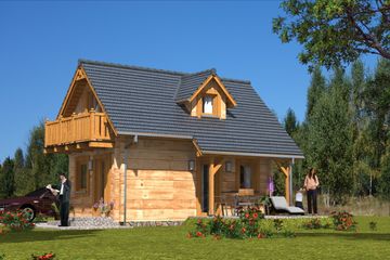  Projekt domu A-125 Dom bukowa z bali (BBD1199) - projekt domu parterowego z poddaszem - Zdjęcie 2