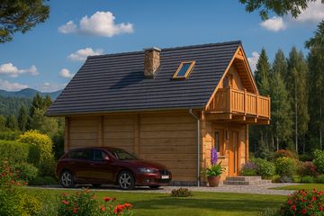  Projekt domu A-125 Dom bukowa z bali (BBD1199) - projekt domu parterowego z poddaszem - Zdjęcie 6