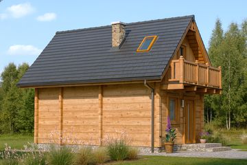  Projekt domu A-125 Dom bukowa z bali (BBD1199) - projekt domu parterowego z poddaszem - Zdjęcie 3