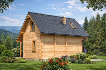  Projekt domu A-125 Dom bukowa z bali (BBD1199) - projekt domu parterowego z poddaszem - Zdjęcie 4