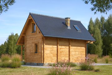  Projekt domu A-125 Dom bukowa z bali (BBD1199) - projekt domu parterowego z poddaszem - Zdjęcie 4