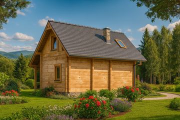  Projekt domu A-125 Dom bukowa z bali (BBD1199) - projekt domu parterowego z poddaszem - Zdjęcie 4