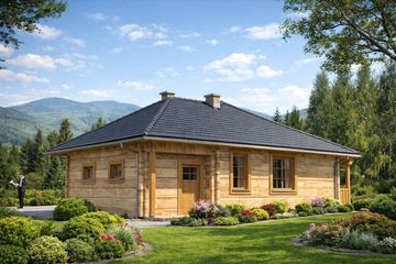  Projekt domu A-126 Dom liliowa z bali (BBD1200) - projekt domu parterowego - Zdjęcie 4
