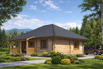  Projekt domu A-126 Dom liliowa z bali (BBD1200) - projekt domu parterowego - Zdjęcie 1