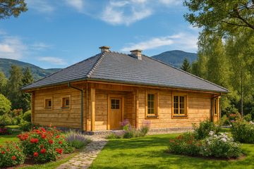  Projekt domu A-126 Dom liliowa z bali (BBD1200) - projekt domu parterowego - Zdjęcie 2