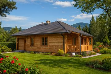  Projekt domu A-126 Dom liliowa z bali (BBD1200) - projekt domu parterowego - Zdjęcie 3