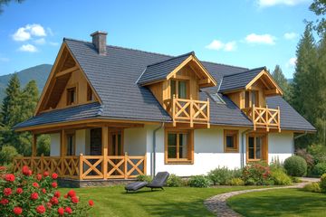  Projekt domu A-124 Dom szkieletowy (BBD1201) - projekt domu parterowego z poddaszem - Zdjęcie 1