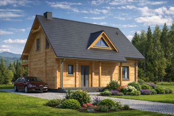  Projekt domu A-131 Dom borsucza z bali (BBD1205) - projekt domu parterowego z poddaszem - Zdjęcie 3