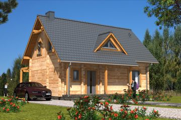  Projekt domu A-131 Dom borsucza z bali (BBD1205) - projekt domu parterowego z poddaszem - Zdjęcie 3