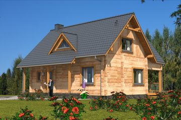  Projekt domu A-131 Dom borsucza z bali (BBD1205) - projekt domu parterowego z poddaszem - Zdjęcie 4