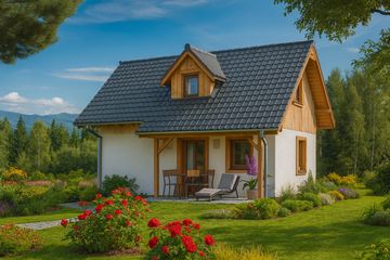  Projekt domu A-125 Dom bukowa szkieletowy (BBD1208) - projekt domu parterowego z poddaszem - Zdjęcie 2