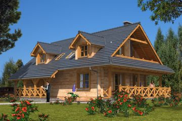  Projekt domu A-124 Dom grabowa z bali (BBD1220) - projekt domu parterowego z poddaszem - Zdjęcie 5