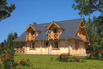  Projekt domu A-124 Dom grabowa z bali (BBD1220) - projekt domu parterowego z poddaszem - Zdjęcie 8