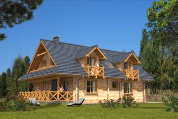  Projekt domu A-124 Dom grabowa z bali (BBD1220) - projekt domu parterowego z poddaszem - Zdjęcie 7