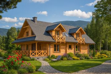  Projekt domu A-124 Dom grabowa z bali (BBD1220) - projekt domu parterowego z poddaszem - Zdjęcie 2