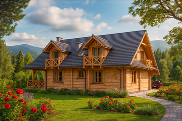  Projekt domu A-124 Dom grabowa z bali (BBD1220) - projekt domu parterowego z poddaszem - Zdjęcie 3