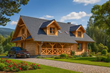  Projekt domu A-124 Dom grabowa z bali (BBD1220) - projekt domu parterowego z poddaszem - Zdjęcie 4