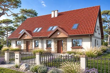 Projekt domu Melka bl - parterowy z poddaszem dom o powierzchni 146,70 m², dach dwuspadowy - ujęcie 2