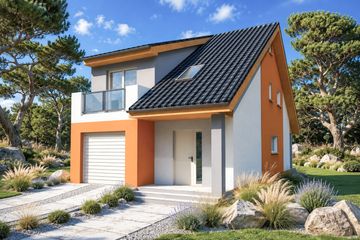Projekt domu Ester - parterowy z poddaszem dom o powierzchni 113,40 m², dach dwuspadowy, koszt budowy 298 000 zł - ujęcie frontu