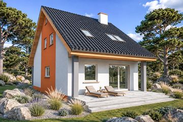 Projekt domu Ester - parterowy z poddaszem dom o powierzchni 113,40 m², dach dwuspadowy - ujęcie 2
