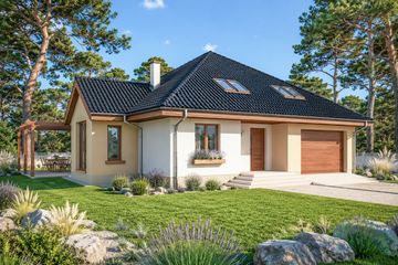 Projekt domu Adam - parterowy z poddaszem dom o powierzchni 227,30 m², dach kopertowy - ujęcie 2