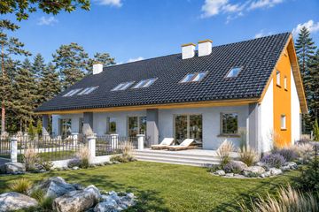 Projekt domu Ester sz - parterowy z poddaszem dom o powierzchni 113,40 m², dach dwuspadowy - ujęcie 2