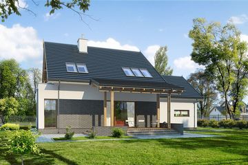 Projekt domu E-146 - parterowy z poddaszem dom o powierzchni 151 m², dach dwuspadowy - ujęcie 2