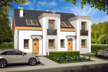 Projekt domu Emilia - bliźniak LP - parterowy z poddaszem dom o powierzchni 88,70 m², dach dwuspadowy - ujęcie 2