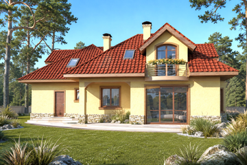 Projekt domu Magnolia II - parterowy z poddaszem dom o powierzchni 191,60 m², dach kopertowy - ujęcie 2
