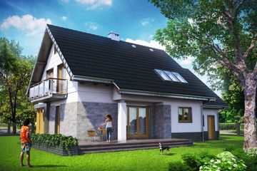  Projekt domu Bruno Rex (1428) (KRD2598) - projekt domu parterowego z poddaszem - Zdjęcie 2