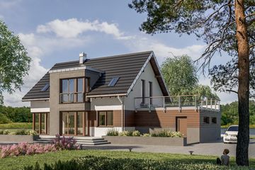 Projekt domu Klara Polo (1422) - parterowy z poddaszem dom o powierzchni 140,30 m², dach dwuspadowy - ujęcie 2