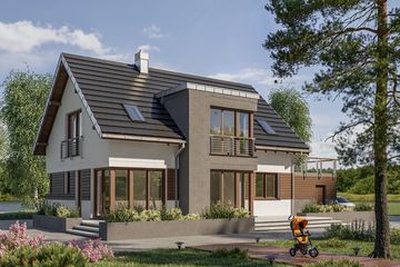 Projekt domu Klara Polo (1422) - parterowy z poddaszem dom o powierzchni 140,30 m², dach dwuspadowy - ujęcie 3