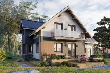 Projekt domu Koliba Astro (1423) - parterowy z poddaszem dom o powierzchni 123 m², dach dwuspadowy - ujęcie 2
