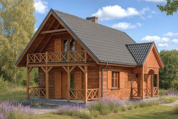  Projekt domu letniskowego WB-3384 (KRA1266) - projekt domu letniskowego parterowego z poddaszem - Zdjęcie 1