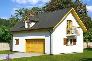  Projekt garażu WB-3884 (KRA3645) - projekt garażu parterowego z poddaszem - Zdjęcie 1