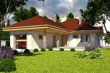  Projekt domu Pierwiosnek z garażem 1-st. [A] (WRF1600) - projekt domu parterowego - Zdjęcie 1