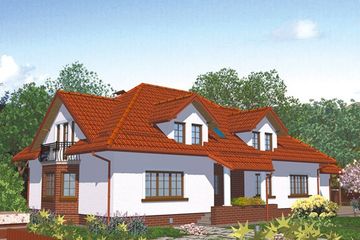 Projekt domu APS 026 - parterowy z poddaszem dom o powierzchni 261,50 m², dach kopertowy - ujęcie 2