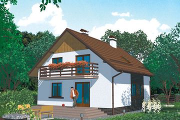 Projekt domu APS 005 - parterowy z poddaszem dom o powierzchni 128,60 m², dach dwuspadowy - ujęcie 2