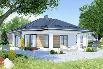 Projekt domu APS 277 - parterowy dom o powierzchni 108,90 m², dach kopertowy - ujęcie 2