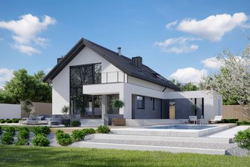  Projekt domu HomeKoncept 02 EN (KRX1028) - projekt domu parterowego z poddaszem - Zdjęcie 1