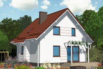 Projekt domu APS 123 - parterowy z poddaszem dom o powierzchni 96,40 m², dach dwuspadowy - ujęcie 2