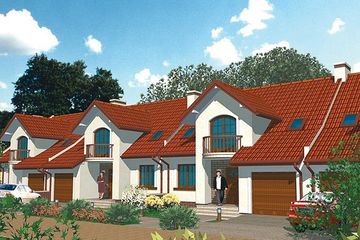 Projekt domu APS 170 - parterowy z poddaszem dom o powierzchni 152 m², dach dwuspadowy - ujęcie frontu