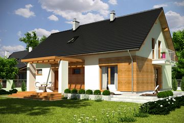  Projekt domu Anabell z garażem 1-st. [A] (WRF1604) - projekt domu parterowego z poddaszem - Zdjęcie 2