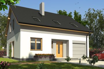  Projekt domu Kornelia z garażem 1-st. [A] (WRF1605) - projekt domu parterowego z poddaszem - Zdjęcie 1