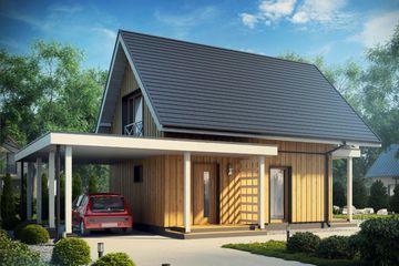  Projekt domu D157 - wersja drewniana (WAI1380) - projekt domu parterowego z poddaszem - Zdjęcie 1