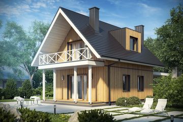  Projekt domu D157 - wersja drewniana (WAI1380) - projekt domu parterowego z poddaszem - Zdjęcie 2