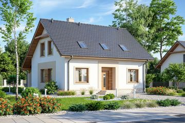 Projekt domu Tamarillo - parterowy z poddaszem dom o powierzchni 109,90 m², dach dwuspadowy - ujęcie 2